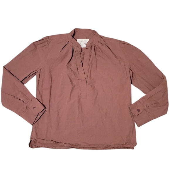 Cissa Puff Shirt Women's Small Cotton Dusty Rose Pink Puffy Shoulders Wear Cisco - Picture 2 of 6